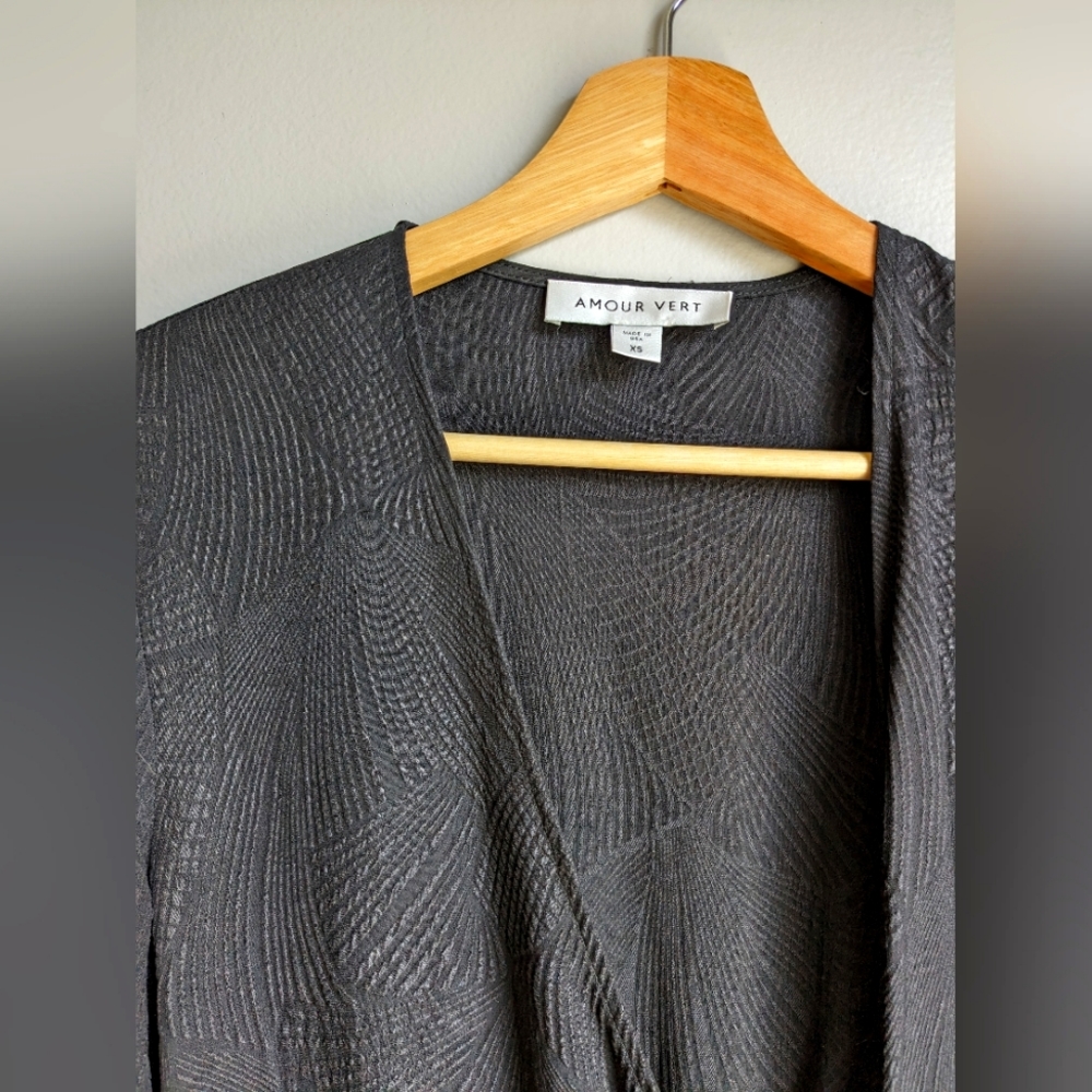 Amour Vert silk textured black wrap dress XS - Picture 5 of 8